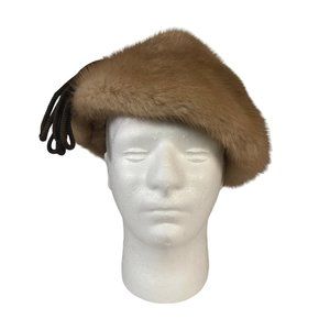 Vintage Vincent & Bill Genuine Fur Hat w Corded Decorative Embellishment